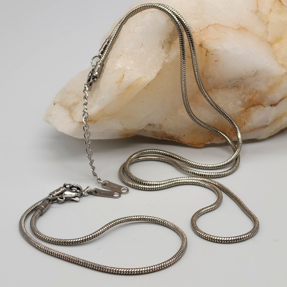 Sterling Silver Minimalist Jewelry Set 925 Necklace & Bracelet Snake Chain